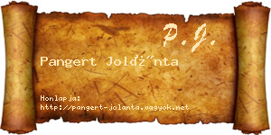 Pangert Jolánta névjegykártya